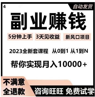 副业赚钱自媒体手机挣钱创业知识付费项目电商小项目信息差教程