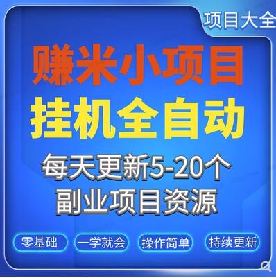 赚钱小项目手机电脑挂机全自动知识付费副业赚钱项目游戏搬砖课程